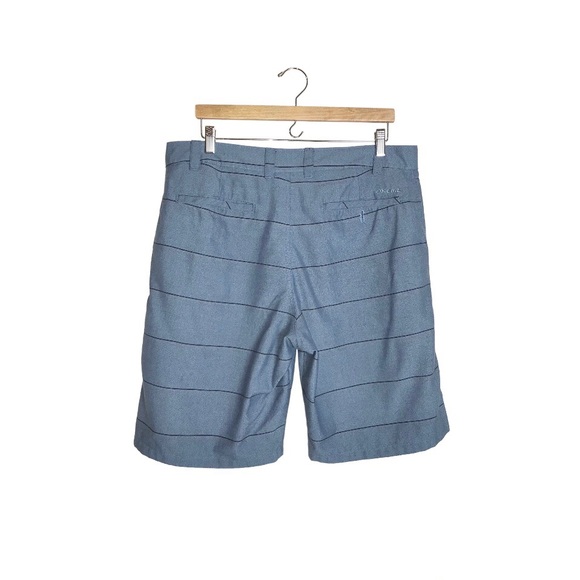 O'Neill Men's Blue Striped Relaxed Fit Flat Front Chino Shorts - Picture 3 of 6